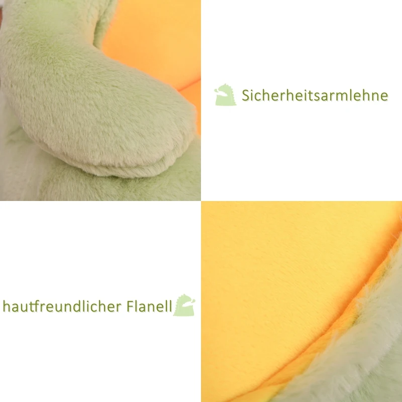 HOMCOM Pluche kinderfauteuil knuffel kinderstoel dinosaurus voor kinderkamer groen