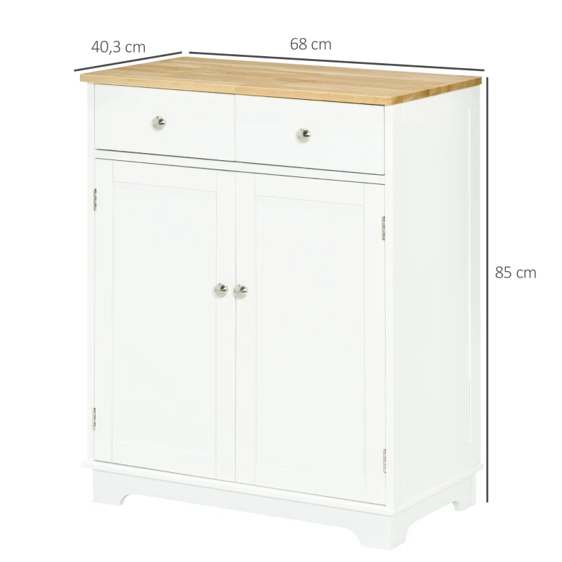 HOMCOM Keukenkast dressoir met 2 schuiflades dressoir opbergkast MDF wit
