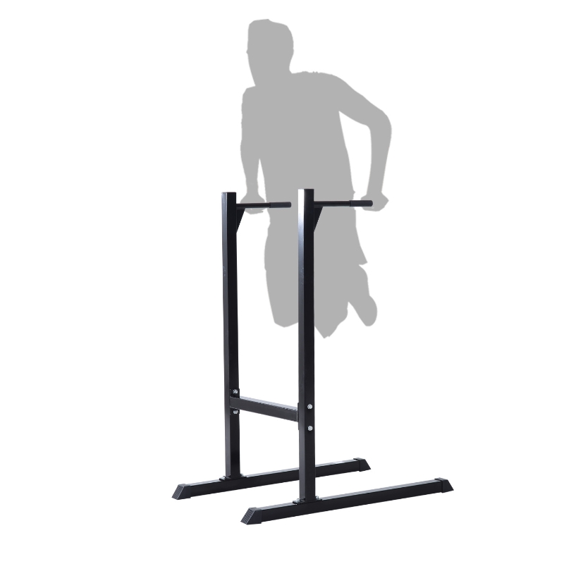 HomCom Estación Dip de Musculación - Negro Acero Hasta 120kg