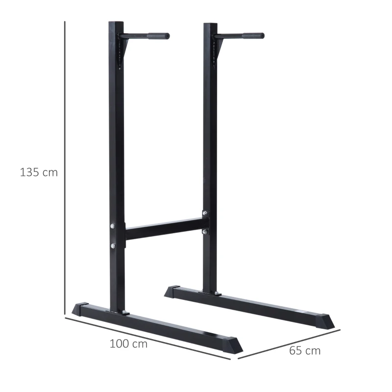 HomCom Estación Dip de Musculación - Negro Acero Hasta 120kg