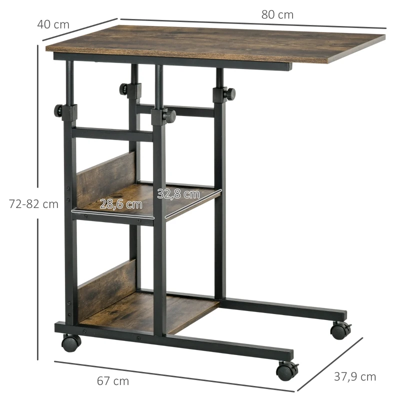 HOMCOM bijzettafel salontafel met wielen(m-3)