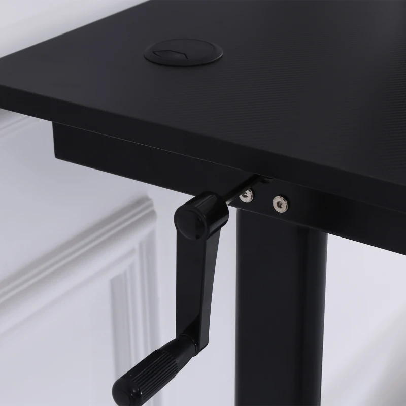 Vinsetto bureau computertafel in hoogte verstelbaar handkruk-lift sta-bureau kantoortafel verstelbare voetensteun metaal zwart 120 x 60 x 72-117 cm