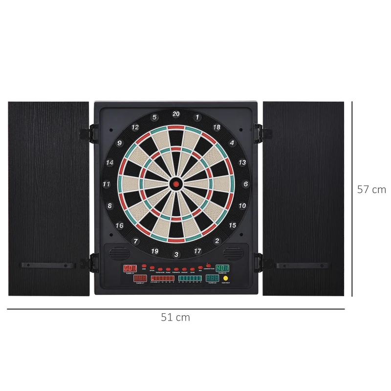 HOMCOM Elektronische dartset dartbord dartschijf met 12 darts zwart + wit 8 spelers