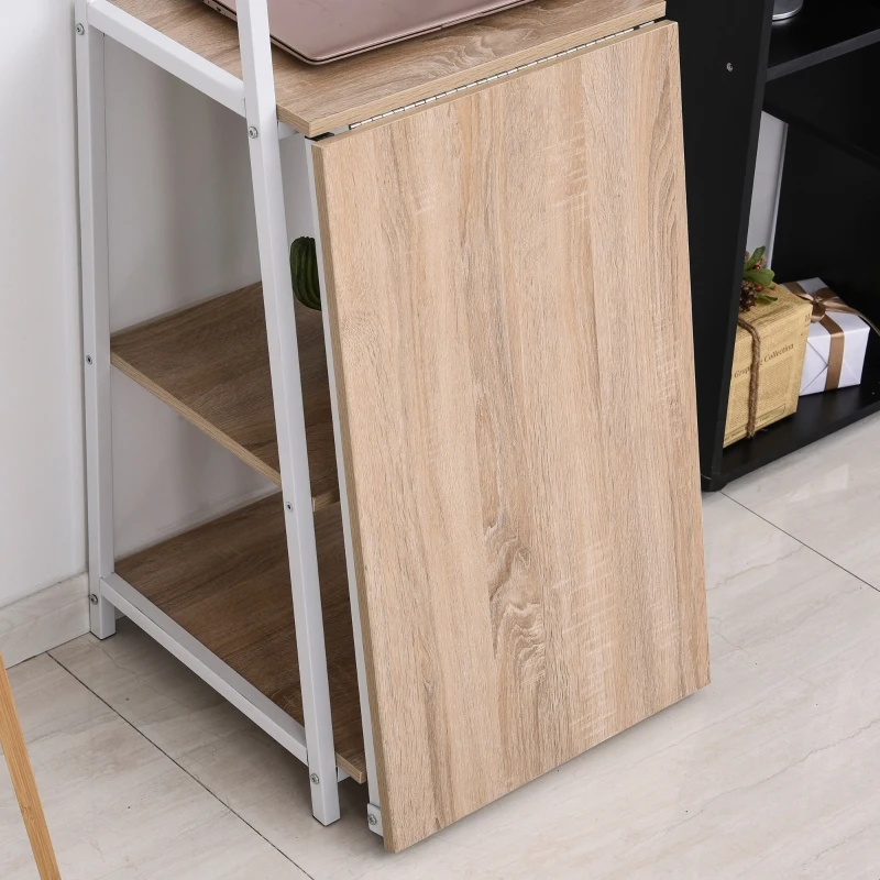 HOMCOM Inklapbaar bureau met boekenkast met 4 niveaus computertafel bureau metaal