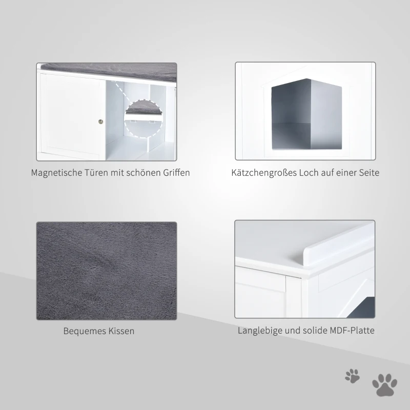 PawHut kattentoilet kattenbak kattenhuis kattenkast kattenbed met deuren MDF