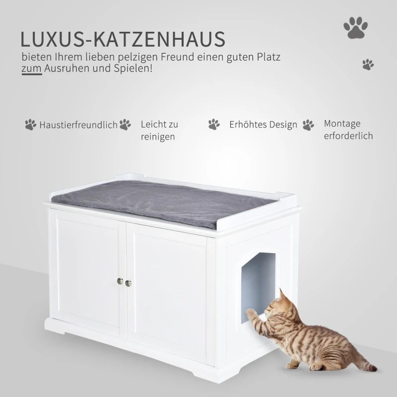 PawHut kattentoilet kattenbak kattenhuis kattenkast kattenbed met deuren MDF