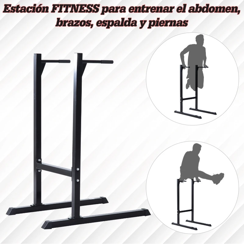 HomCom Estación Dip de Musculación - Negro Acero Hasta 120kg