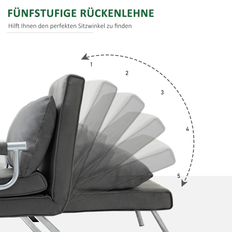 HOMCOM slaapbank met armleuningen slaapfauteuil logeerbed opklapbed chaise longue