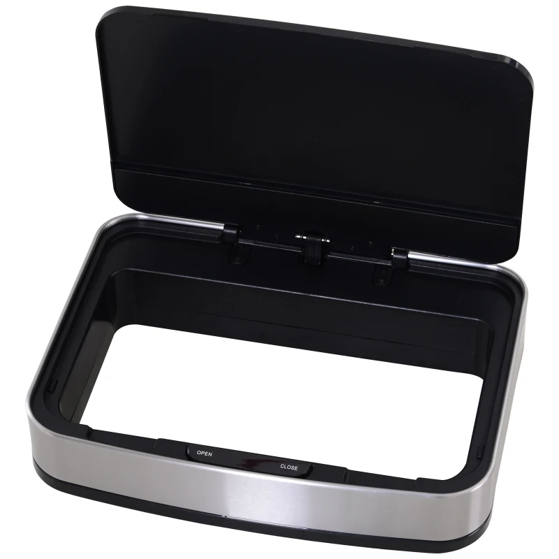 HOMCOM Afvalbak afvalscheidingssysteem prullenbak met sensor 72 L 3 vakken rvs zilver