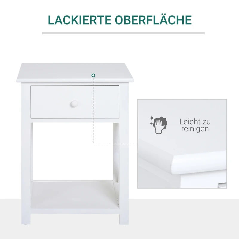 HOMCOM nachttafel telefoontafel bijzettafel wonkamertafel met schuiflade hout wit