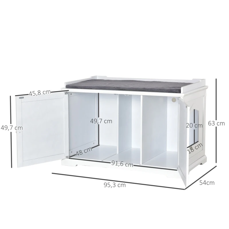 PawHut kattentoilet kattenbak kattenhuis kattenkast kattenbed met deuren MDF