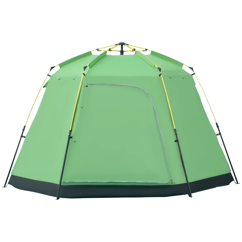 Outsunny 6 Person Pop Up Camping Tent, 2-Tier Design Backpacking Tent with 4 Windows 2 Doors Portable Carry Bag for Fishing Hiking, Green