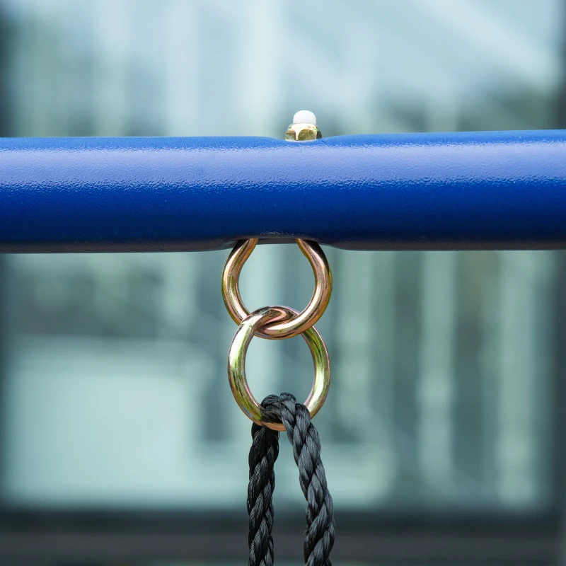 Outsunny huśtawka dziecięca huśtawka ogrodowa z metalową ramą huśtawka z siatki huśtawka na stelażu zestaw huśtawek huśtawka podwójna z drabinką wspinaczkową dla maks. 4 dzieci w wieku 3-10 lat 285 x 138 x 175 cm | Aosom