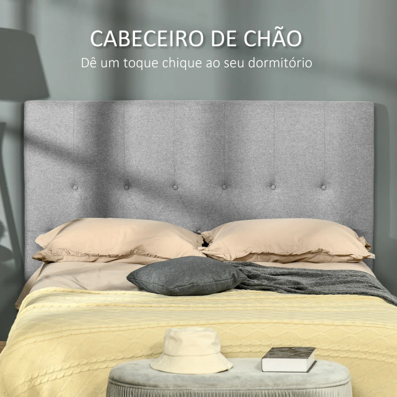 HOMCOM Cabeceira de Cama 160cm Cabeceira de Cama Estofada em Linho e Acolchoada 2 Formas de Uso Vertical ou Montado na Parede 160x7x120cm Cinza