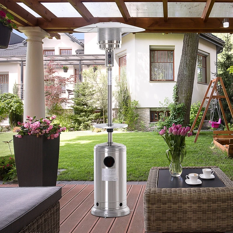 Outsunny Stufetta da Esterno Fungo a Gas in Acciaio Inox Patio Heater Riscaldamento