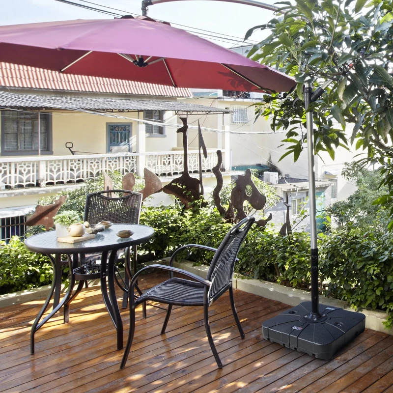 Outsunny Base Ombrellone Riempibile con Acqua e Sabbia 4 Rotelle Max. 125 Kg da Giardino HDPE 84x84x19cm Nero