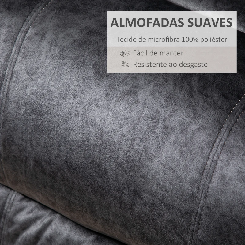 HOMCOM Poltrona Relax Reclinável com Apoio para os Pés Retrátil Encosto Alto Bolso Lateral Acolchoado Grosso 88x91x108 cm Preto