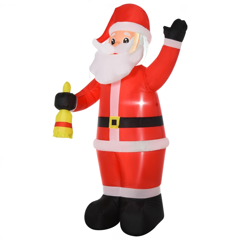 HOMCOM 245cm Babbo Natale Gonfiabile Campada d'oro e 3 luci a LED impermeabile IP44