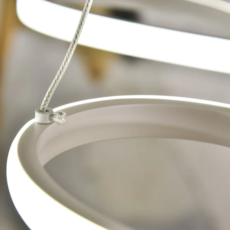 HOMCOM Lampadario LED 3 Tonalità di Luce, Altezza Regolabile, Potenza 70W, Bianco