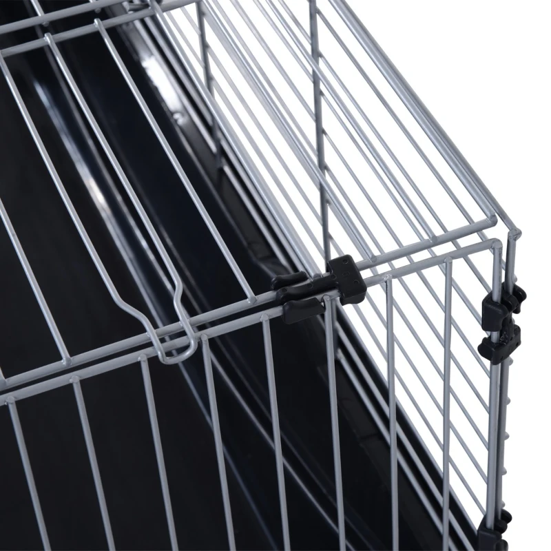 PawHut Gabbia per Conigli Conigliera da Casa 2 Aperture Vassoio Rimovibile Lavabile Ferro e Plastica 100×55×41cm