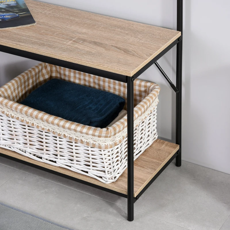 HOMCOM Appendiabiti con Panca e Scarpiera in Stile Industriale, Mobile per Ingresso Vintage in Legno e Acciaio Nero