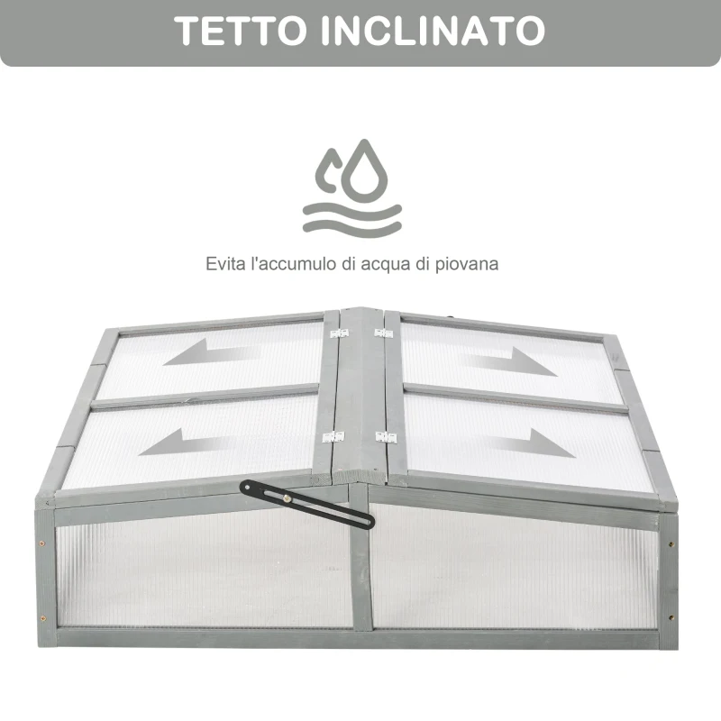 Outsunny Mini Serra in Legno e Policarbonato, Serra Piccola da Balcone o da Giardino, Grigia 90x92x28cm