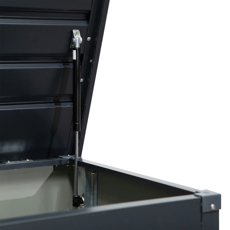 Outsunny Panca Baule Contenitore da Esterno con Chiave, Cassapanca Moderna in Acciaio