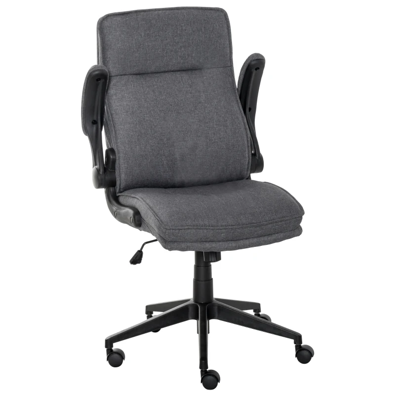 Vinsetto Sedia Ufficio Ergonomica Grigia Con Strass - Girevole 360° Con Braccioli E Schienale Alto - 5