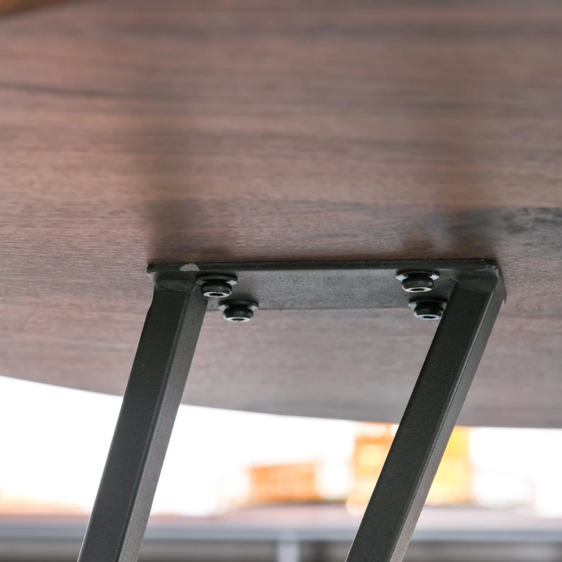 HOMCOM Tavolo da Cucina o da Soggiorno in Stile Industriale, Moderno e Multiuso in Legno e Metallo Nero, Rotondo Φ70cm