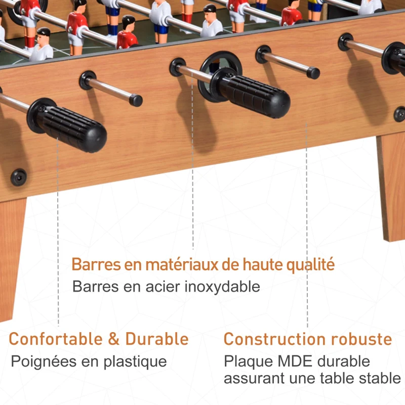 HOMCOM Table baby-foot pour enfants à partir de 3 ans 2 ballons 18 joueurs 69 x 37 x 24 cm