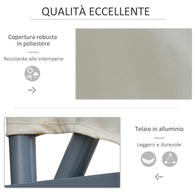 Outsunny Tenda Frangivista a Ventaglio Salvaspazio e Richiudibile in Alluminio e Poliestere, 140x10x140cm Bianco Crema