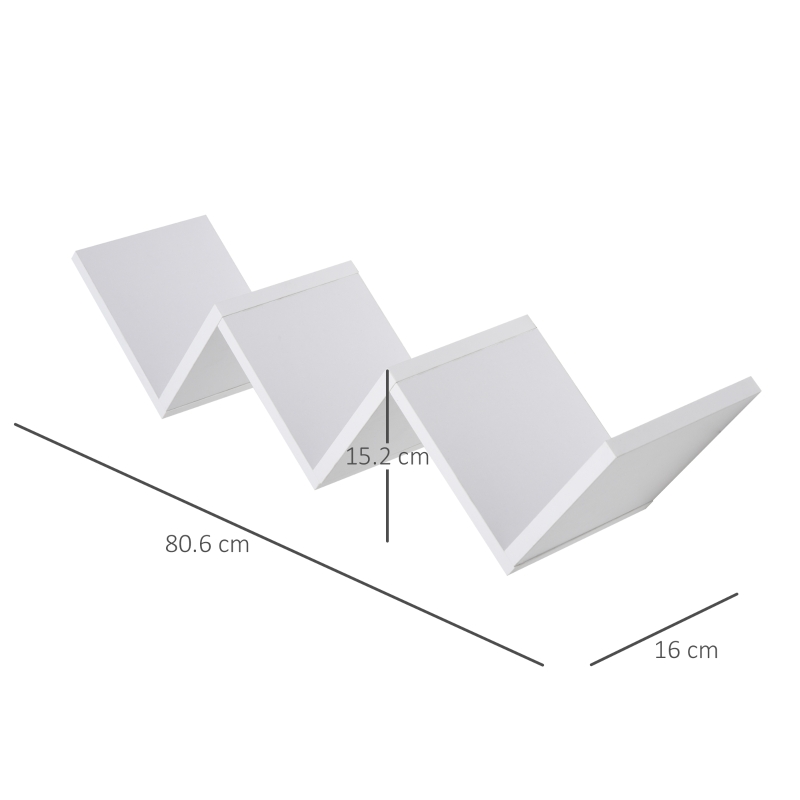 HOMCOM Libreria a Parete Sospesa di Design in Legno a Forma di V, per Casa e Ufficio, Bianco, 80.6 x 16 x 15.2cm