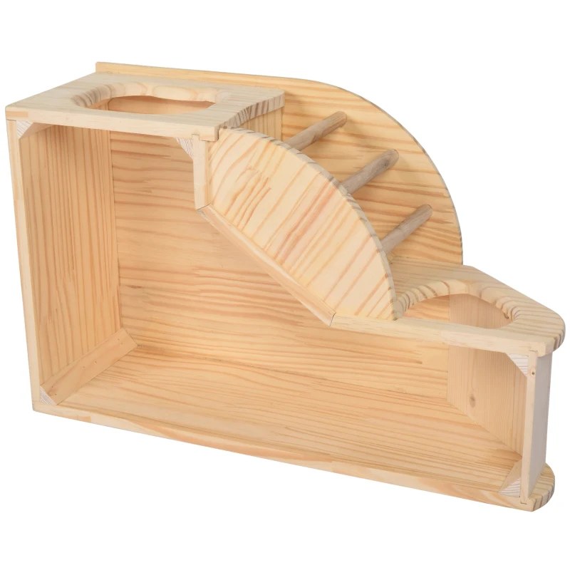 PawHut Casetta Gioco per Roditori e Piccoli Animali in Legno di Abete Naturale, Accessorio per Gabbie, 60x37x19.7cm