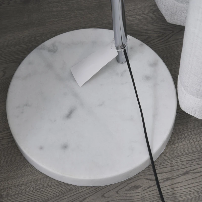 Homcom Lampada da Terra ad Arco con Paralume Regolabile in Acciaio con Base Rotonda in Marmo