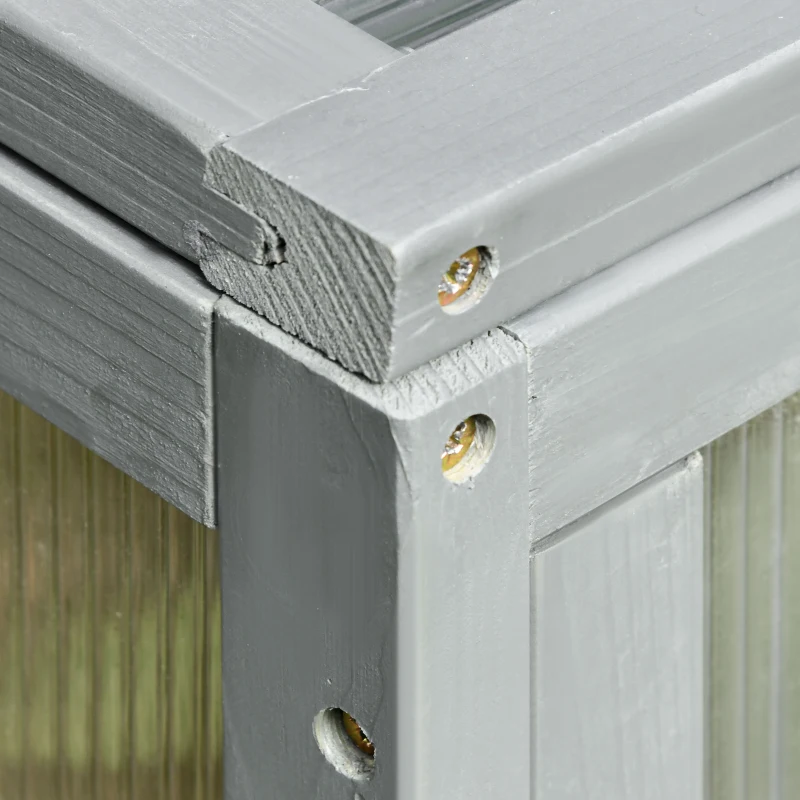 Outsunny Mini Serra in Legno e Policarbonato, Serra Piccola da Balcone o da Giardino, Grigia 90x92x28cm