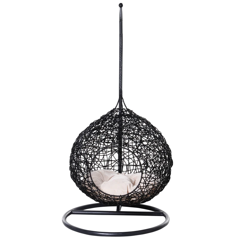 PawHut Amaca per Gatti in Rattan, Cuccia con Cuscino Incluso in Felpa e Cotone per Animali (Φ60 x 110cm)