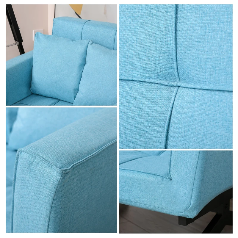 HOMCOM Divano Letto 2 Posti con Letto Singolo, Arredamento Moderno per Soggiorno e Ufficio, 87x69x69cm, Blu