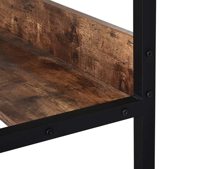 HOMCOM Scrivania Moderna Design Industriale in Metallo e Pannelli Truciolari Impermeabili e Antigraffio con Mensola, 120x60x77cm