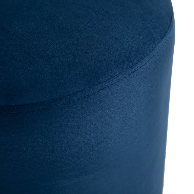 HOMCOM Pouf Design Rotondo, Poggiapiedi Cilindrico Blu con Base Oro e Seduta Imbottita, Casa/Negozio, Ф36x42cm-Max 120kg