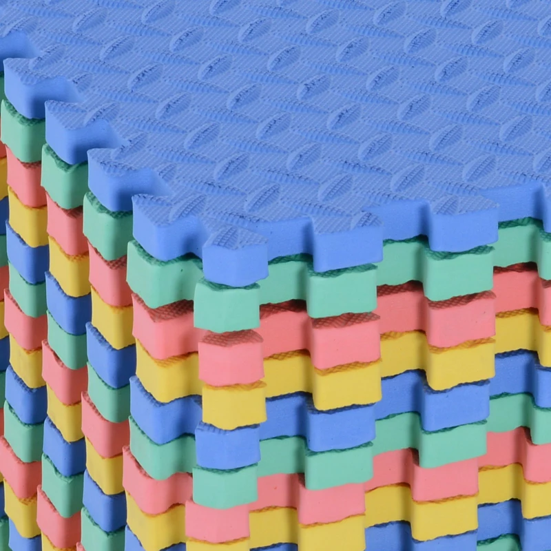 HOMCOM Tappeto Puzzle Antiscivolo 16 Pezzi con Bordi Area Coperta 5,66m² per Bambini EVA Nero