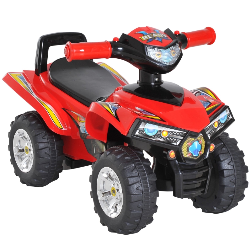 Homcom Quad Giocattolo per Bambini con 4 Ruote Clacson Musica Luci 60 × 38 × 42cm in PP Rosso