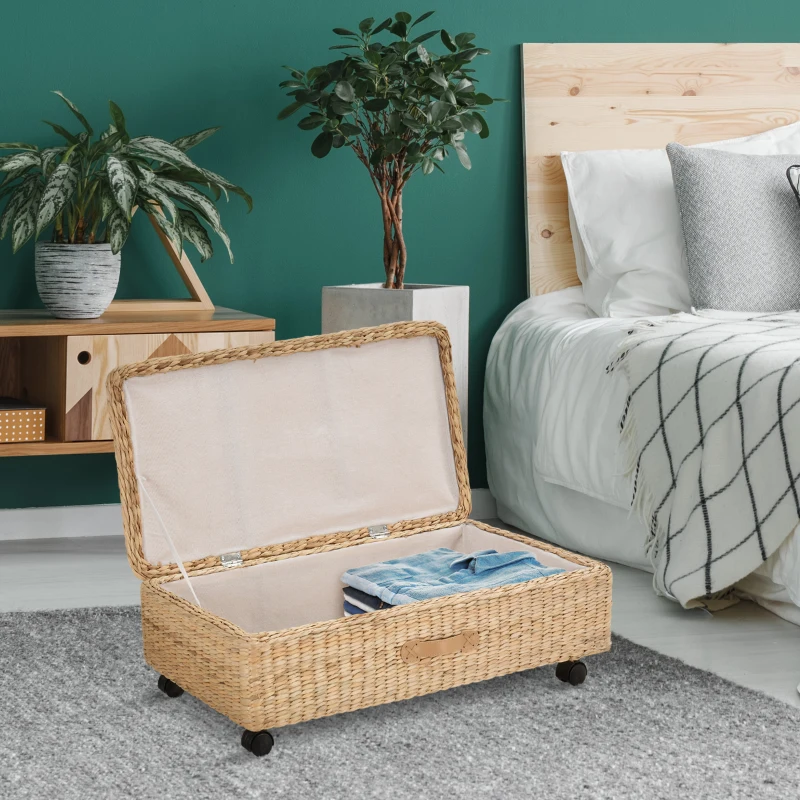 HOMCOM Coffre Boîte de Rangement avec Couvercle Design Simple et Moderne Idéal pour Salon Chambre Stockage Chaussures Vêtements Jouets pour Enfants 76 x 40 x 24 cm