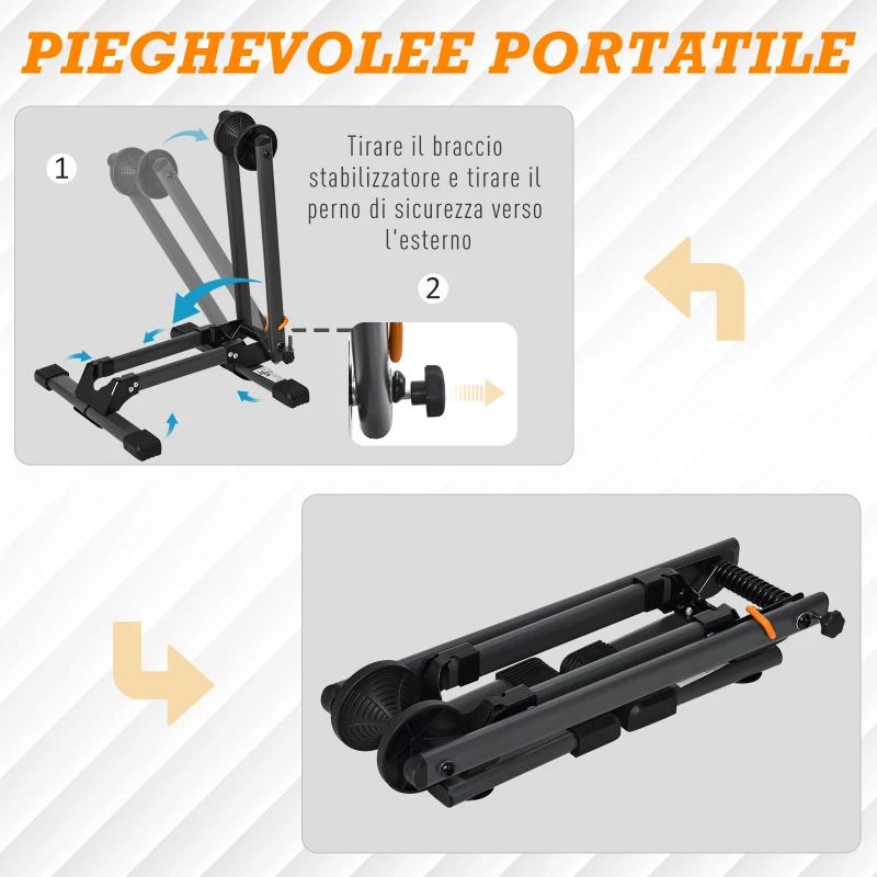 HOMCOM Rastrelliera Pieghevole, Ruote Larghezza Max. 5.5cm, In Metallo Nylon, Nera