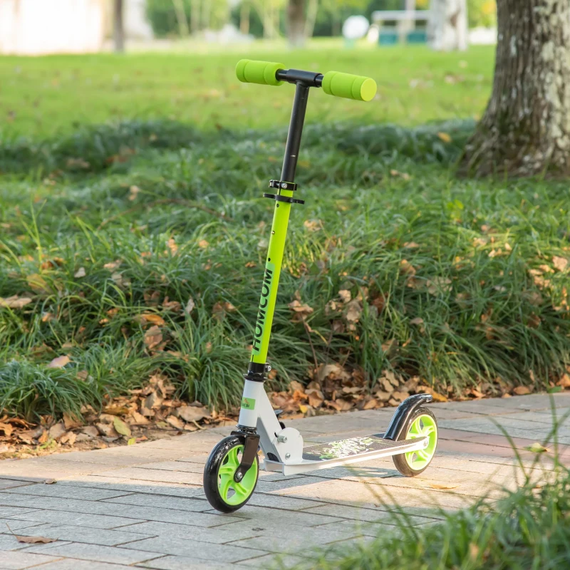 HOMCOM Monopattino Pieghevole per Bambini con Manubrio Regolabile 75-85cm, Alluminio - Verde
