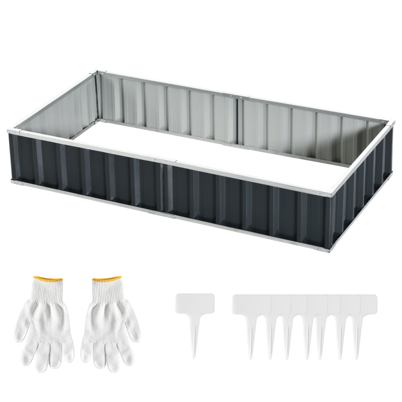 Outsunny Letto per Orto Rialzato in Acciaio, Forma Regolabile e Fondo aperto, 174x90x30cm