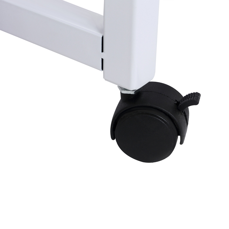 HOMCOM Mesa Dupla para Computador PC com Gavetas e Rodas 100x36x88cm Branco