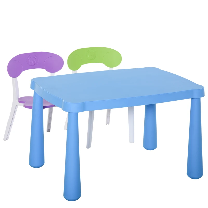 HOMCOM Tavolo con Sedie per Bambini Colorato, Set 3 Pezzi Tavolo da Gioco per Bambini e Bambine 2-8 Anni, Multicolore