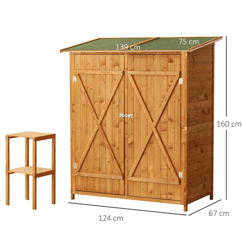 Outsunny Gereedschapsschuur houten gereedschapsschuur tuinkast gereedschapskast tuinhuis dubbele deur