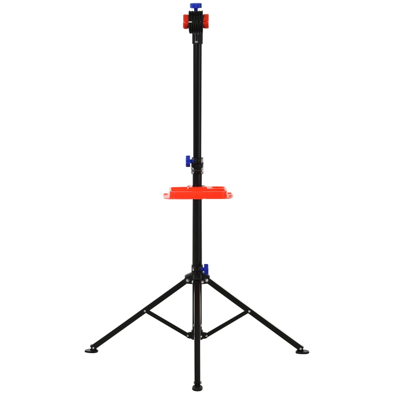 HOMCOM Cavalletto per Manutenzione Bicicletta con Telaio 4-8cm, Altezza Regolabile Morsetto 360° e Vassoio Portautensili