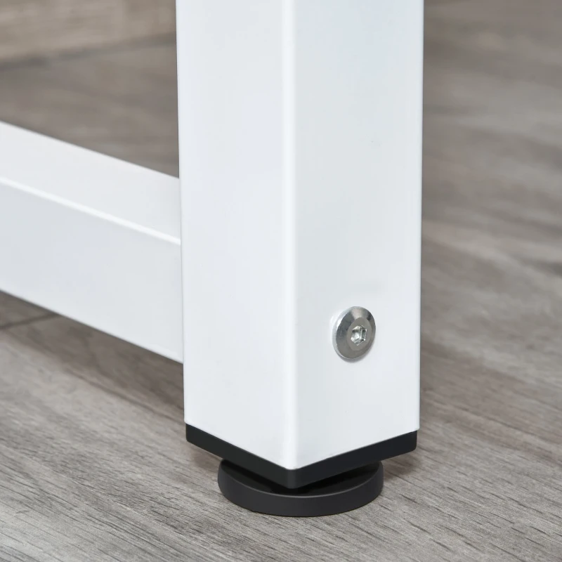 HOMCOM Scrivania Ufficio e Casa per Computer con Scaffale e Ampio Piano di Lavoro, Struttura Legno e Metallo 120x60x125cm, Bianco